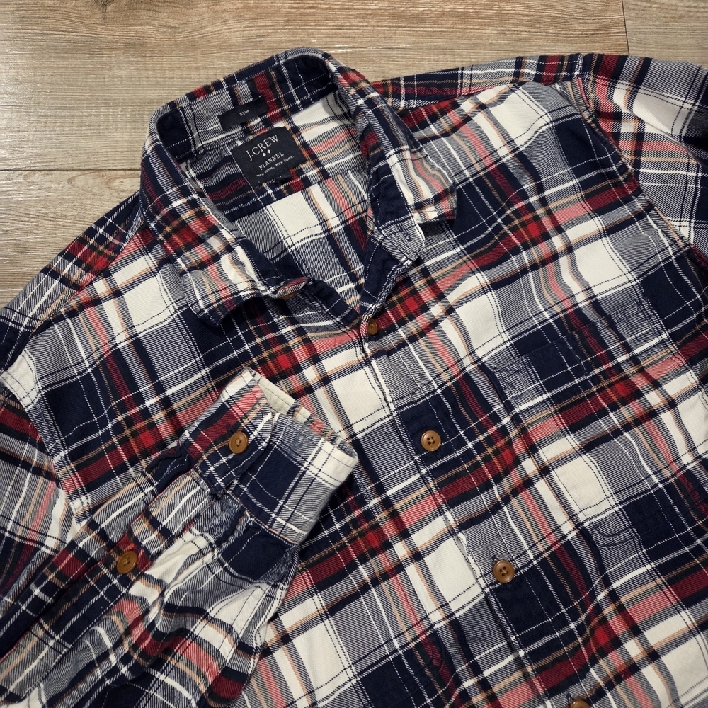 J.Crew Button Down Flannel Slim Fit Long Sleeve Shirt Mens Size Large - Picture 5 of 8